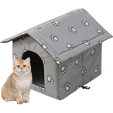 Niche pour Chat Extérieur - Résistante aux Intempéries - Tissu Oxford Imperméable - Abri Isolé - Confortable (1/4)