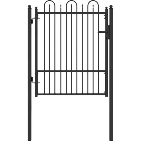 Fence Gate HORST 100 x 125 cm Metal Black Lockable vidaXL