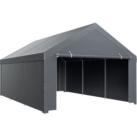 Randaco Tenda da esterno per lo stoccaggio 4 x 6 m grigia, telo in PE e tubi in acciaio zincato