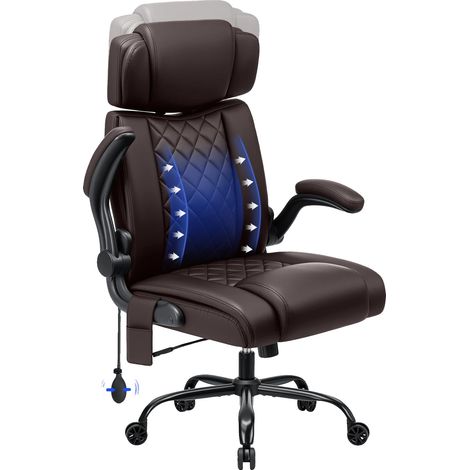 Silla de oficina, diseño ergonómico, soporte lumbar ajustable, marrón. (1/2)