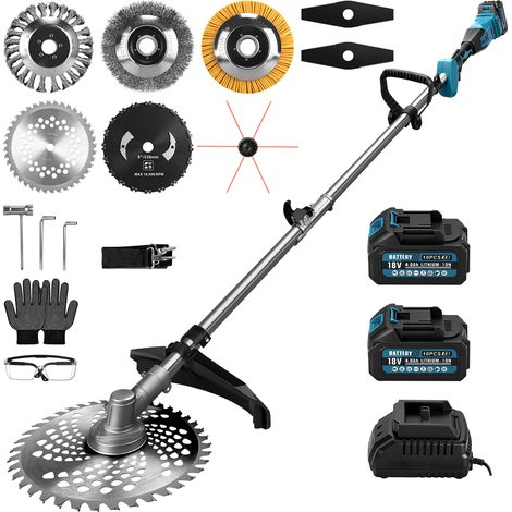 1380W 18800U/min Coupe Bordure Sans Balais Sans Fil Débroussailleuse Électrique Manche Télescopique Longueur 168cm avec 2x Batteris Compatible Makita 21V 7 Types Lames Étanche et Pratique pour Jardin (1/5)
