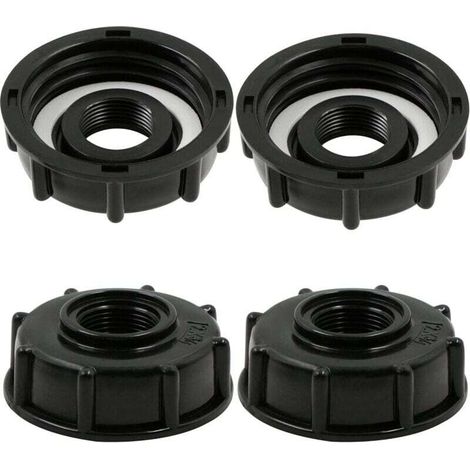 IBC-Tankadapter – Zubehör für Fassschlauchanschlüsse – Behälterverschluss – für Gartenhahnadapter, Tankauslass 3/4 Zoll – 4 Stück, schwarz