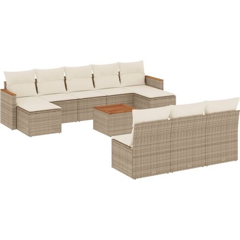 Maison Exclusive - Set de sofás de jardín 11pzas con cojines ratá (1/5)