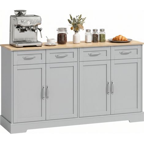 HOMCOM Sideboard with 4 Drawers, 4 Doors and 2 Adjustable Shelves, Grey (1/5)