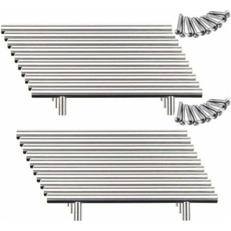 20pcs Poignée Bâton De Porte Cuisine Meuble Placard Inoxydable (128mm (Entraxe de Trous)) (1/5)