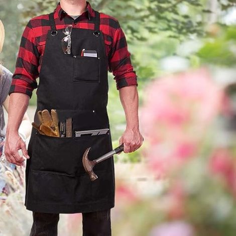 Tablier de jardin, Travail de Réglable Tissu d'Oxford de Tablier Multifonctionnel de Jardinage de Poches Multiples Grand, Tablier de Stockage de Travail Résistant Avec des Poches à Outils rég (1/4)