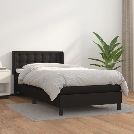 Boxspringbett mit Matratze Schwarz 80x200 cm Kunstleder