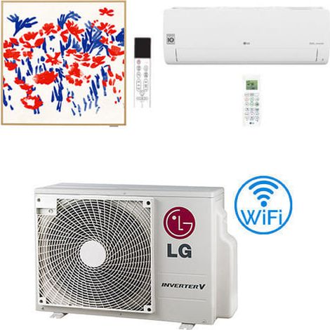 Klimaanlage LG Artcool Galerie FOTO + Libero Smart R32 Dual Split Inverter 7000 + 9000 BTU mit E.U. MU2R15 NEUE Klasse A+++/A++