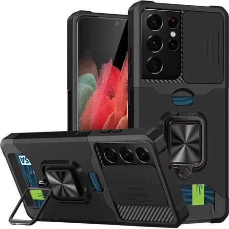 (Noir, Galaxy S26+) Étui de protection antichoc avec emplacement pour carte et anneau magnétique (1/5)
