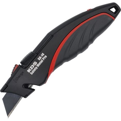 Couteau de sécurité professionnel en métal KDS SA-14 (2 lames trapézoïdales noires) (1/5)
