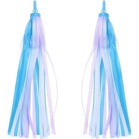 2 rubans à pompons pour guidon de trottinette garçon/vélo enfant, ruban coloré pour fille. Bleu (1/5)