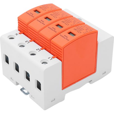 AC 20-40KA 420V Überspannungsableiter, 4P Überspannungsschutz, 36mm DIN-Schiene, schnelle Installation, modulares Überspannungsableitergerät. (1/5)