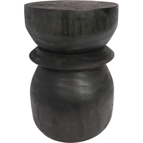 Tabouret en bois ø28cm - Noir - BIKKEL (1/3)