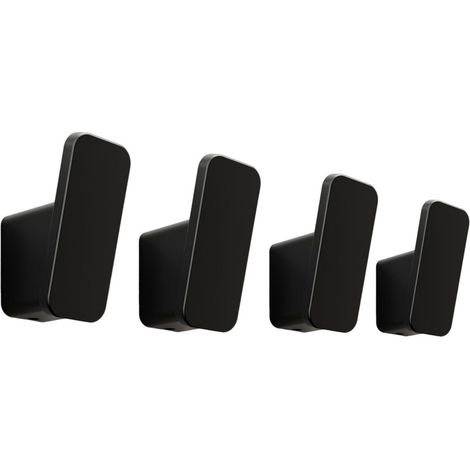 Juego de 4 ganchos de pared negros, toallero de pared resistente, soporte resistente para baño, bata, abrigo, bolso, sombrero, entrada, armario, dormitorio, exterior.