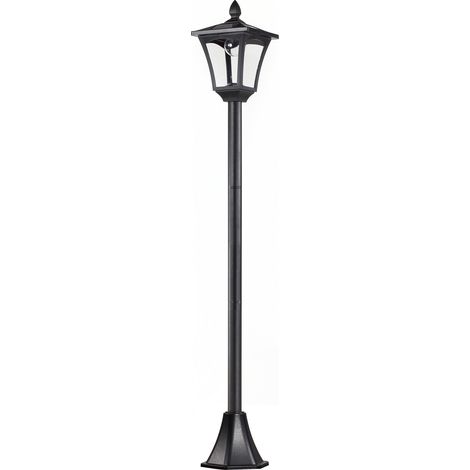 Lanterne solaire de jardin LED, lampadaire en acier inoxydable, 160 cm de haut, résistante au vent, éclairage extérieur, IP44, lampe solaire avec capteur de luminosité, 30 lumens, piquet de sol, lampe