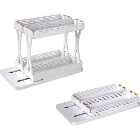 Étagère de rangement coulissante et rotative pour épices de cuisine - Blanc (1/5)