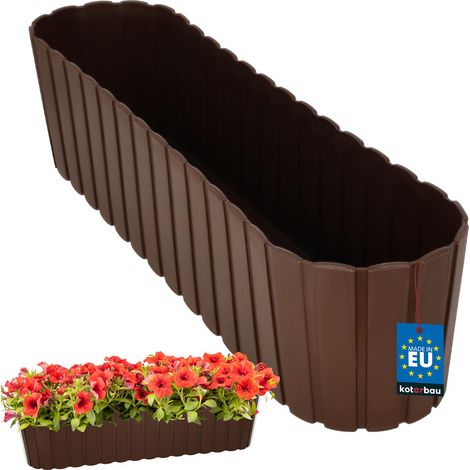 Vaso ovale per fiori da balcone/terrazza, marrone rustico, 600 mm