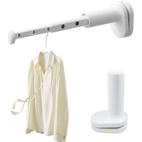 2 Pièces Etendoir a Linge Retractable, Séchoir à Linge Voyage, Portant a Vetement Pliable, Suspend 5 Vêtements, Convient pour les Rebords de Fenêtres, les Penderies et les Armoires (1/5)