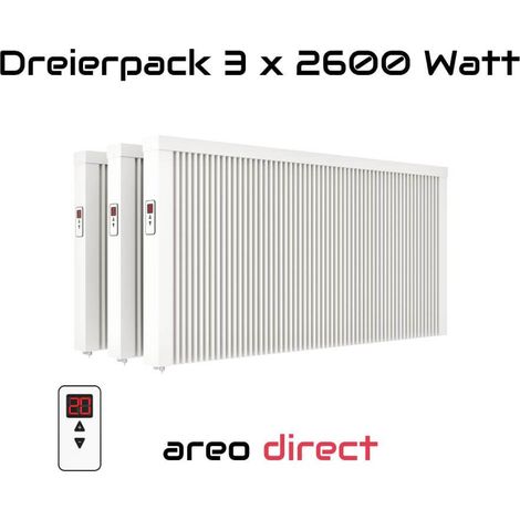 Elektroheizung Dreierpack 3x 2600 Watt Flächenspeicherheizung areo direct - simples Thermostat - Appsteuerung ohne Zusatzhardware möglich von eVARMO (1/5)