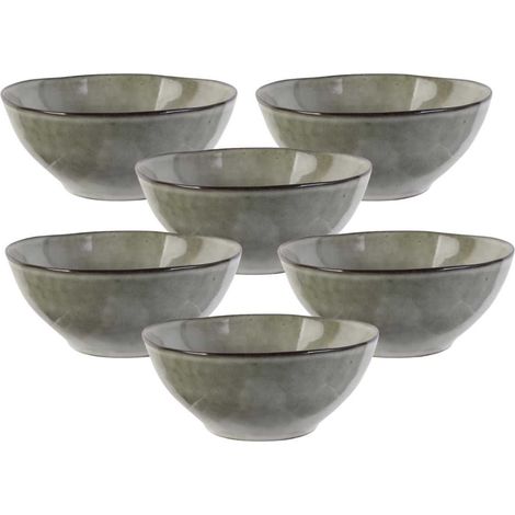 Set de 6 bols 35cl en céramique au grés du temps gris - GALET (1/4)