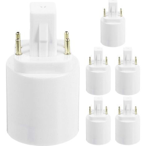 Lot de 6 adaptateurs G24Q vers E27 - Convertisseur de douille à 4 broches vers culot à vis pour ampoule LED, idéal pour la maison ou le bureau. (1/5)