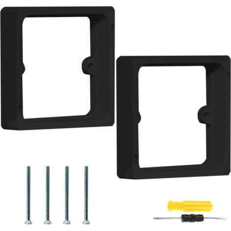 Entretoise simple de 20 mm, noire, 1 gang, carrée, pour boîtier arrière noir, installation améliorée, entretoise carrée empilable, plaque de boîtier arrière, lot de 2 (1/5)