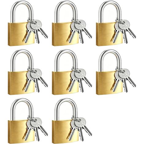 8 PcsCadenas Clé, Petit Cadenas Valise, Cadenas Casier avec Clés, Cadena de Sécurité pour Bagage, Casiers, Valise Avion Sacs de Voyage Armoires Boîte à Outils(32mm) (1/5)