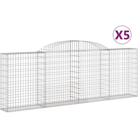 Paniers à gabions arqués 5 pcs  Mur en gabion 300x30x100/120 cm fer galvanisé