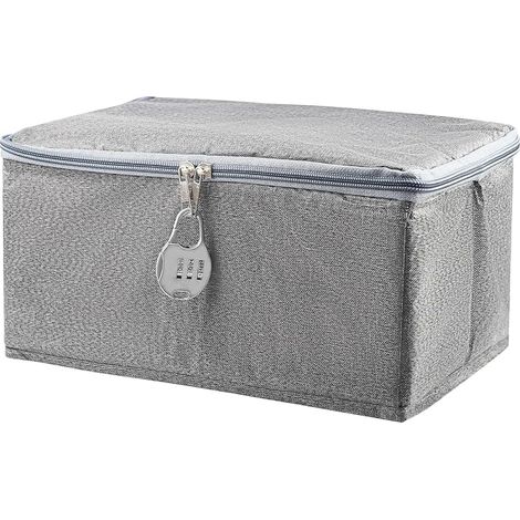 Abschließbare Aufbewahrungsbox mit Zahlenschloss, Stoffaufbewahrungsbox mit Deckel für Medikamente, Spielzeug, Süßigkeiten, Schlafzimmer (30x20x14 cm) (1/5)