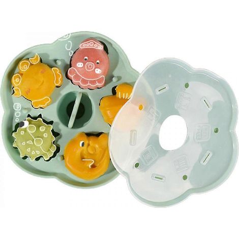 Moules pour aliments pour bébés, moules en silicone en forme d'animaux marins, moules à chocolat, moules à pain, moules à gâteaux en fondant, jaunes et vert clair (1/5)