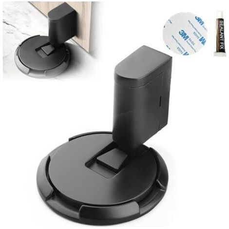 Mechanical Floor Door Stopper, Magnetic Door Stopper, Mechanical Door Stopper Push on Bottom of Door, No Drilling (Black) (1/5)