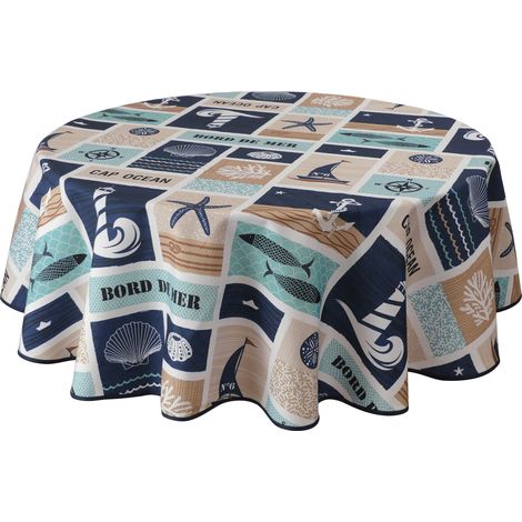 Nappe Anti-taches Bord de mer - Ronde 160 cm (1/3)