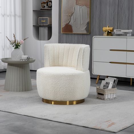 Sillón giratorio 360 de teddy blanco 62,5 cm OKMYHOME (1/5)
