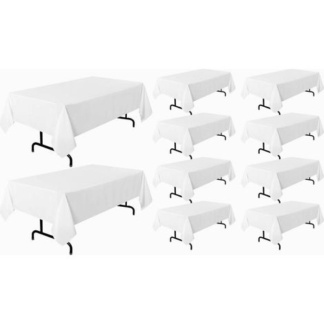 10er-Pack weiße Tischdecken 153x260cm Polyester, rechteckig, waschbar