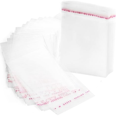 Lot de 200 sachets en cellophane transparent avec fermeture adhésive (12 x 18 cm) (1/5)