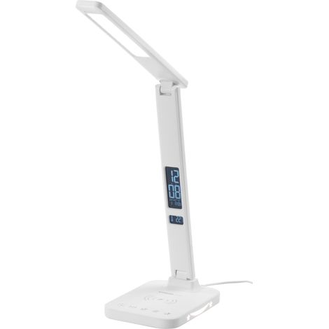 Tischlampe Strend Pro, LED, kabelloses Laden, Lichtintensitätswahl, mit Display, Uhr, Wecker, Thermometer, 4 W, weiß (1/5)
