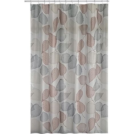 Rideau de douche antimoisissure imperméable PEVA résistant moisissure 12 crochets - Feuilles vertes - 180 x 180 cm (1/5)