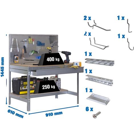 Simonrack Banco di lavoro professionale in metallo galvanizzato e legno