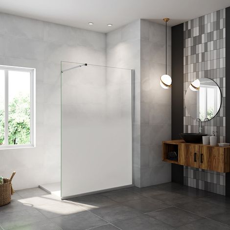 [PRODUIT D'OCCASION]AICA paroi de douche à l'italienne 60x200cm Modèle Brume avec barre de stabilisation 73-120cm en carré Paroi latérale fixe en 8mm verre de sécurité