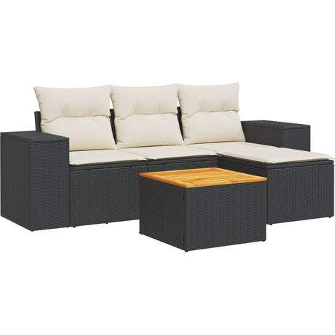 Maison Exclusive - Set de muebles de jardín 5 pzas y cojines ratá (1/3)