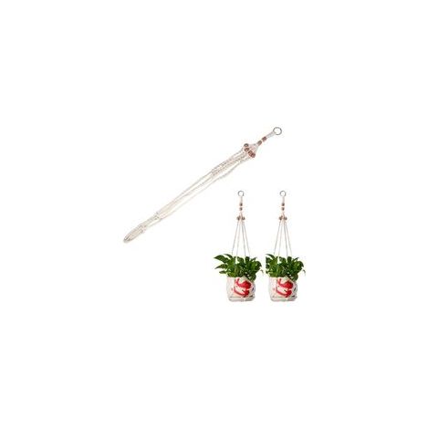 Suspension Macramé pour Plantes - Décoration Bohème en Corde de Coton pour Pots de Fleurs, Idéale pour Intérieur et Extérieur, Plafonds, Balcons et Terrasses, Longueur 85 cm (1/5)