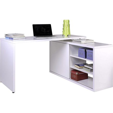 Scrivania angolare da ufficio e cameretta con cassettiera 150 cm Bianca "Made in Italy"