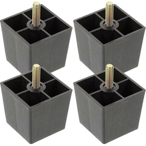 Ensemble de 4 rehausseurs de pieds de meubles carrés en métal et plastique antidérapants (1/5)