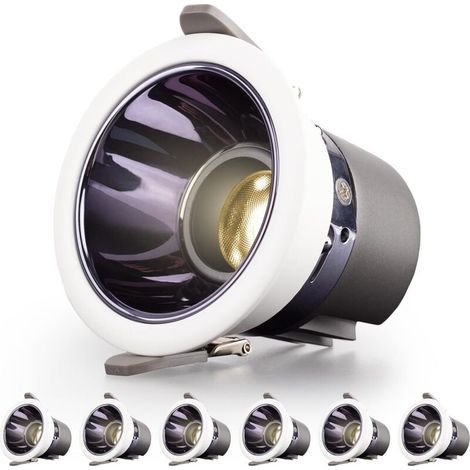 Spot Salle de Bain Led Encastrable 6 Pack 7W 700LM = 70W Incandescence,IP44,Blanc Chaud 3000K,AC 220-240V,Découpe 70-75mm,Rond ultraslim Plafond encastré pour Cuisine,Salon(Blanc) (1/5)