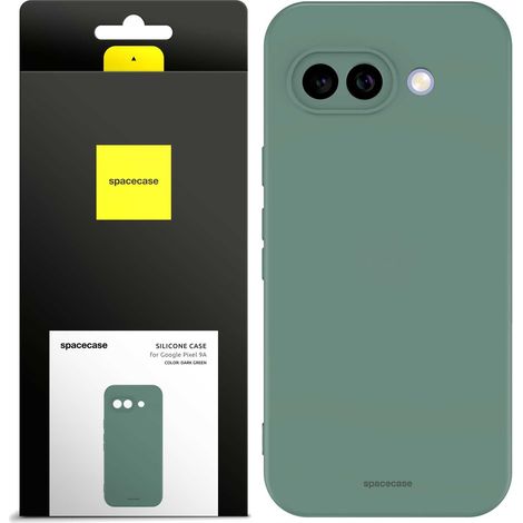 Coque arrière en silicone mat vert foncé pour Google Pixel 9A (1/5)