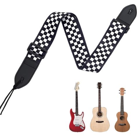correa de guitarra ajustable de algodón, correa ajustable tejida para guitarras acústicas, eléctricas y folk. (1/5)