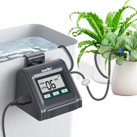Système d'arrosage automatique RAINPOINT, volume d'eau réglable, arrose automatiquement les grandes et petites plantes d'intérieur, kit d'irrigation goutte à goutte DIY (1/5)