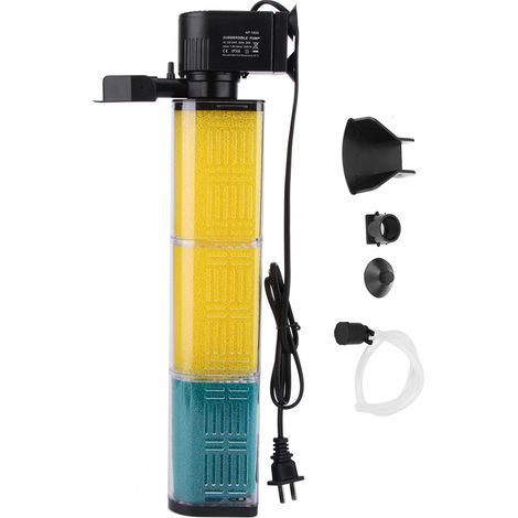 Filtro interno 3 en 1 para acuarios – PVC – 25 W – caudal 1200 l/h – enriquecimiento de oxígeno y filtración biológica (1/5)