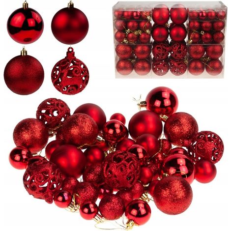 TG66272-5 PALLINE PER ALBERO DI NATALE rosse XXL SET 100 pezzi MOTIVI pallina pallina 6/4/3cm (1/5)