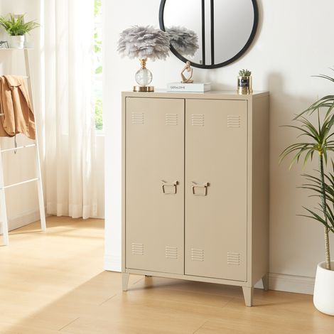 Armario de oficina Oripää con 2 estantes regulables acero 110x75x33 cm - Camello [en.casa]